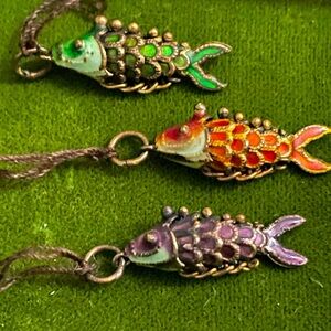 Koi fish set of 3 vintage moving charms for bracelet/necklace, Approx. 1/2 inch